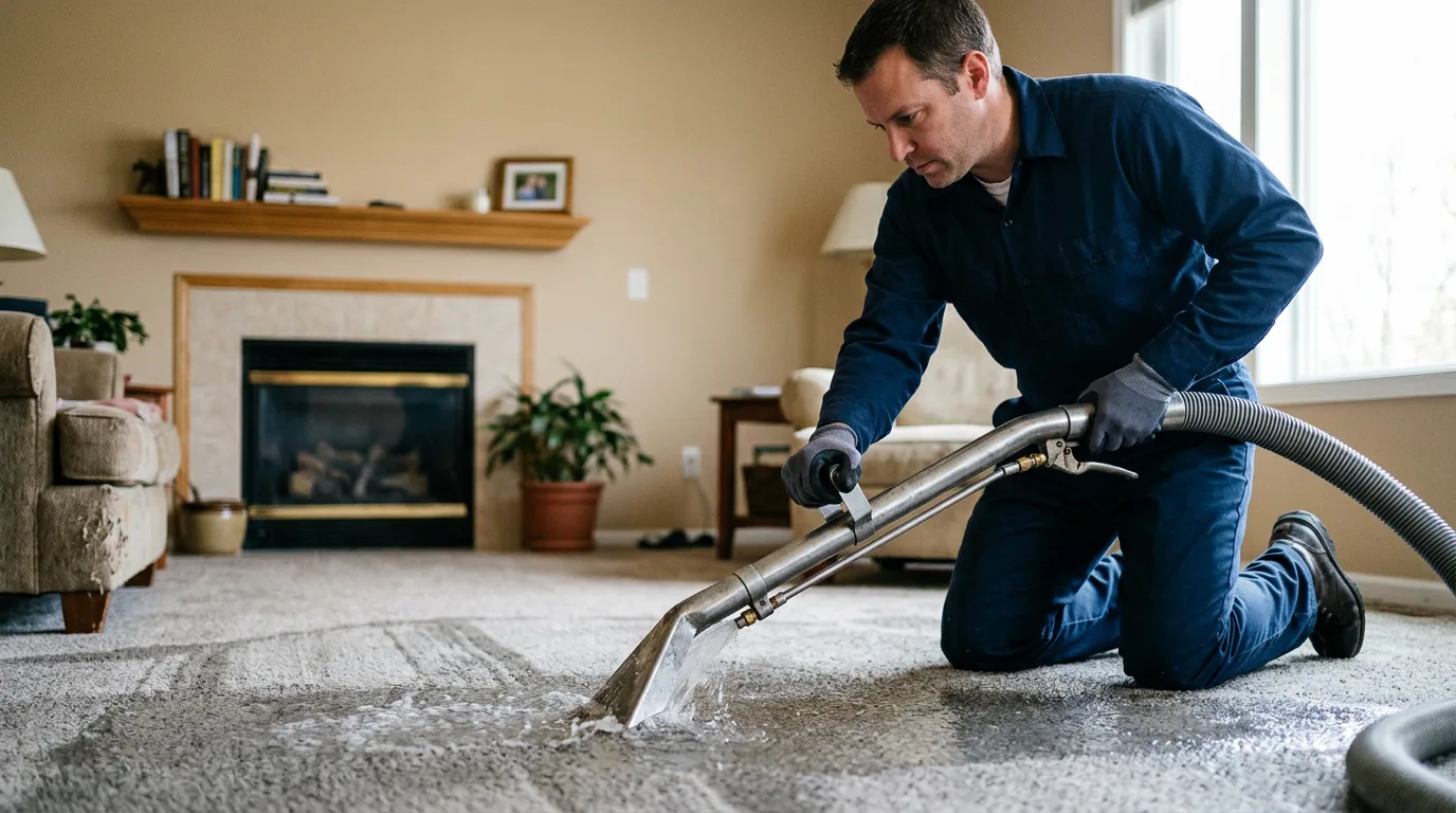 Water damage restoration technician working near Rosedale, WV